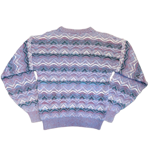 City Streets 90s Vintage 3D Cable Knit Sweater Multicolored Heathered Geographic - Picture 2 of 4